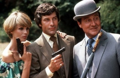 L-R - Joanna Lumley, Gareth Hunt and Patrick Macnee